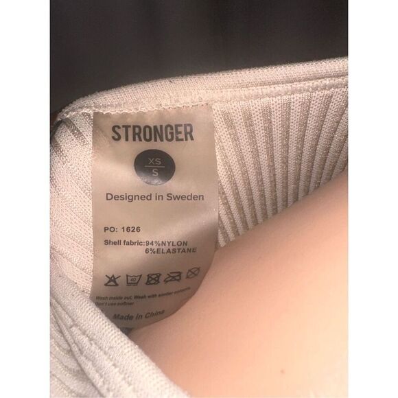 BEAUTIFUL WOMEN STRONGER LABEL Rib Seamless Crop Top CREAM/TAN size XS/SMALL GRE - Picture 6 of 6